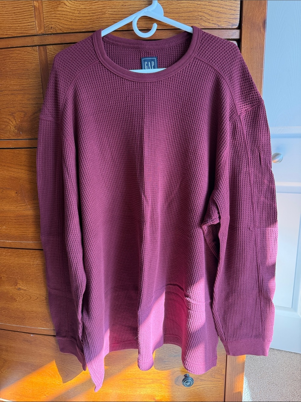 GAP Men's Waffle Crewneck Shirt - Maroon